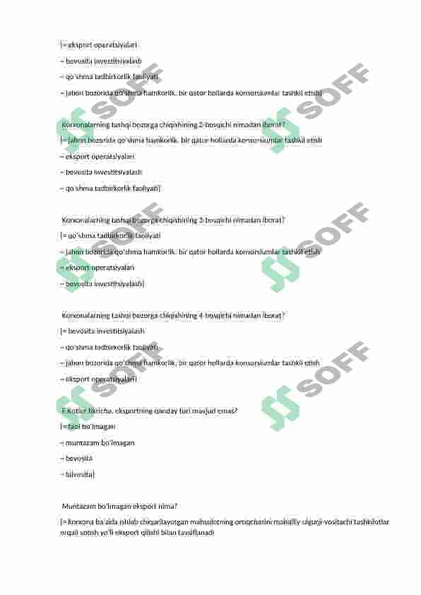 Tashqi iqtisodiy faoliyat testlar 4