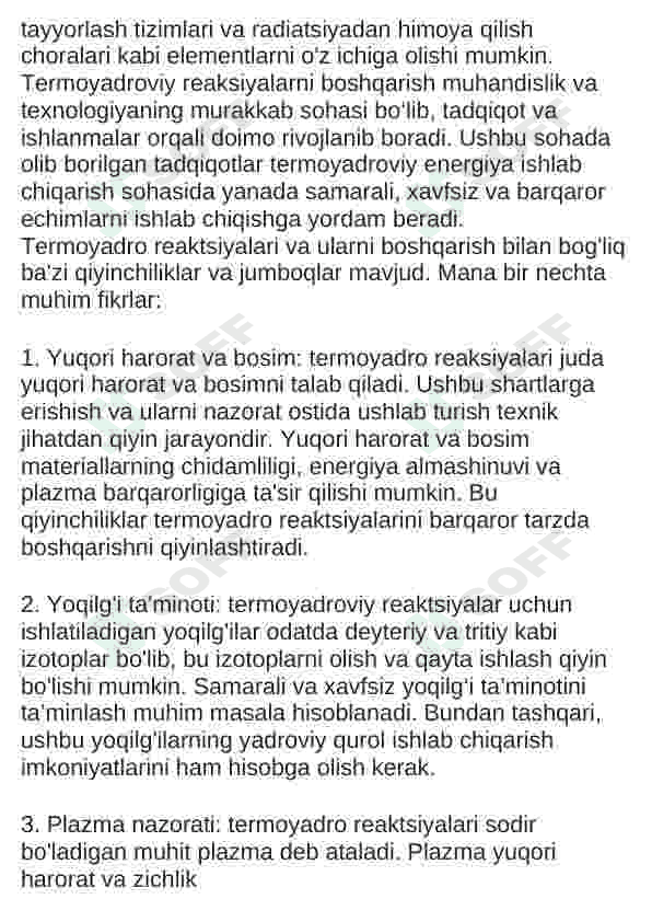 Terma yadro reaksiyasi va uni boshqarish.  muammolari. 4