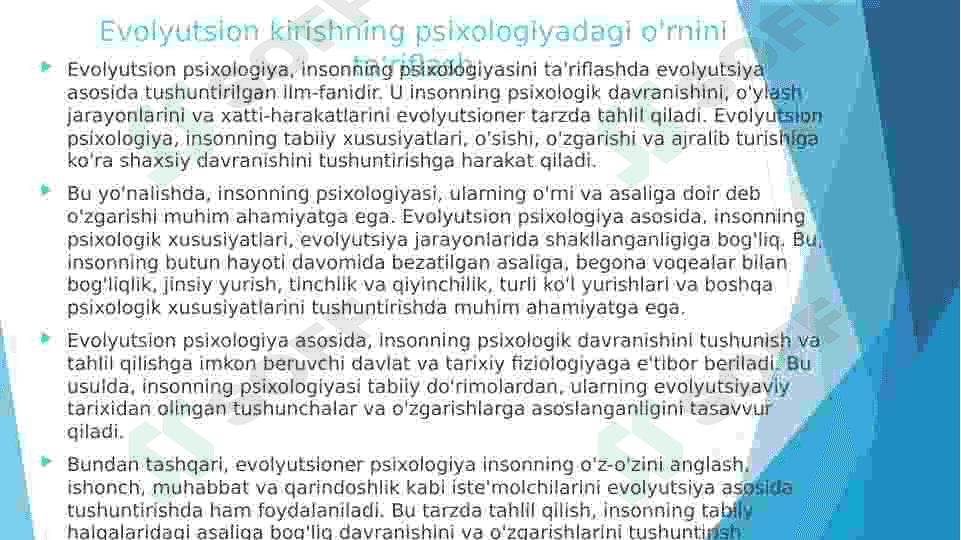 Psixologiyaga kirish Psixikaning evolyusion taraqqiyoti 4