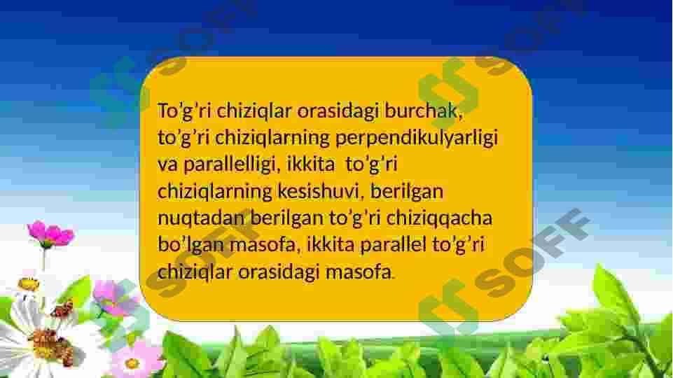 Fazoda ikki to'g'ri chiziq orasidagi burchak 4