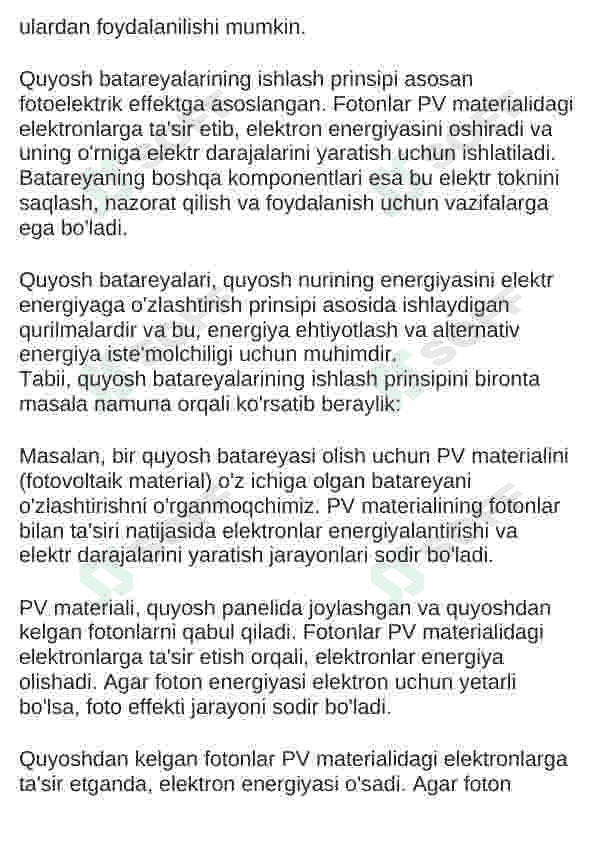 Foto effekt qonunlari. Quyosh batareyalarining ishlash prinsipi 4