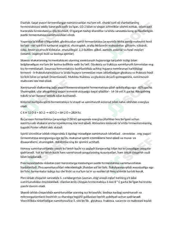 Oziq ovqat sanoatida mikroorganizmlarlardan foydalanish. 4