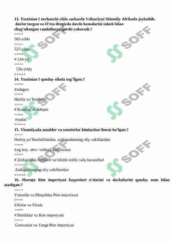 VIZANTIYA IMPERIYASI TEST 4