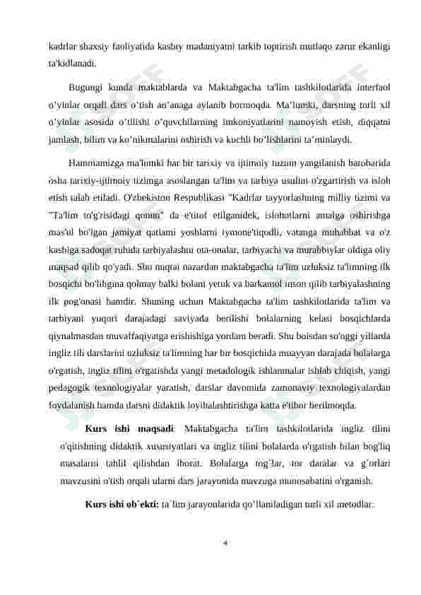 MAKTABGACHA YOSHDAGI BOLALARGA INGLIZ TILINI O'RGATISH ISHLANMA-LOYIHASI 4