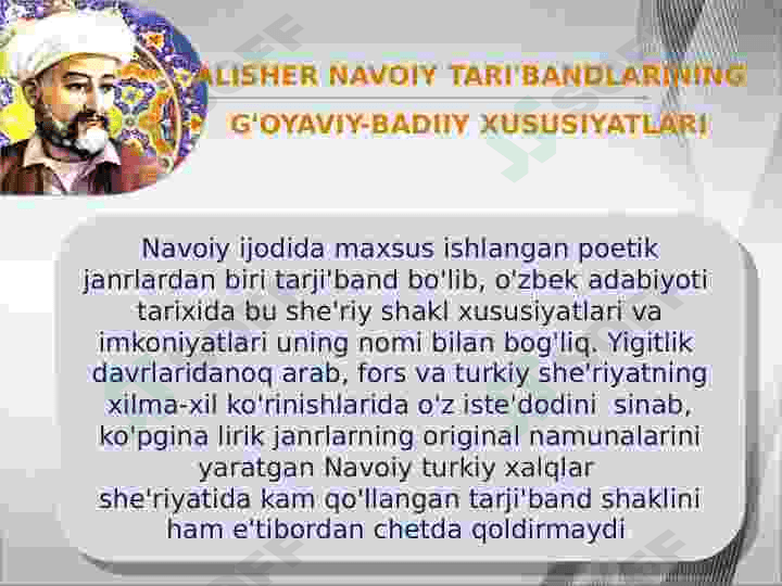 ALISHER NAVOIY IJODIDA TARJI'BAND VA TARKIBBAND JANRLARINING BADIIY TAKOMILI 4