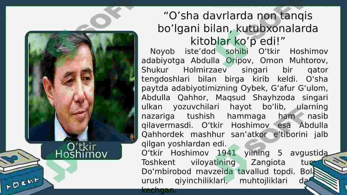"Ikki eshik orasi" asari haqida. O'tkir Hoshimov hayoti va ijodi. 4