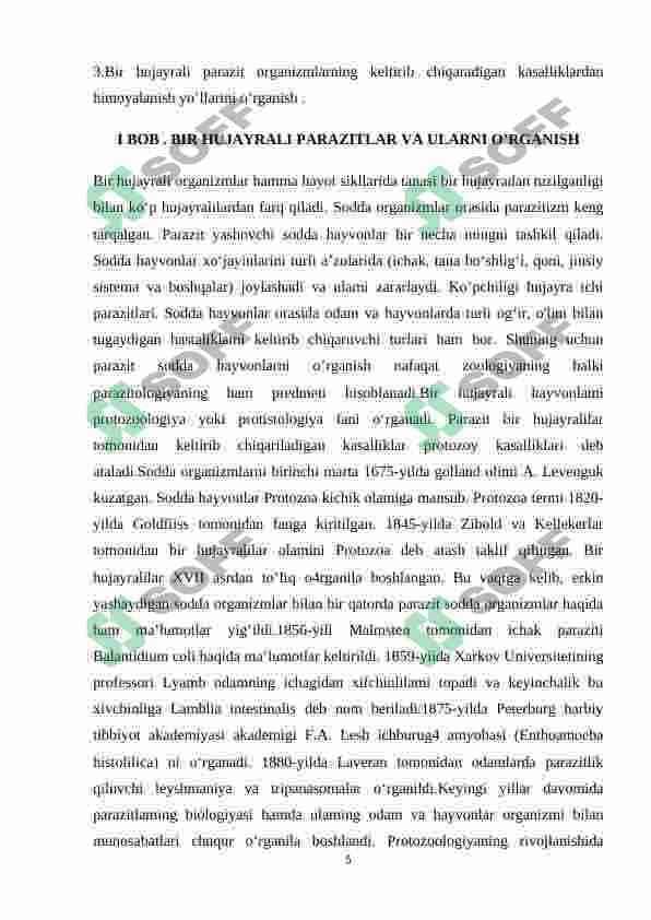 BIR HUJAYRALI PARAZITLAR VA ULARNI O’RGANISH 4