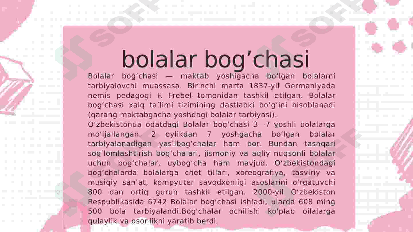 O’zbekiston Respublikasidagi bog’chalar tarixi 4