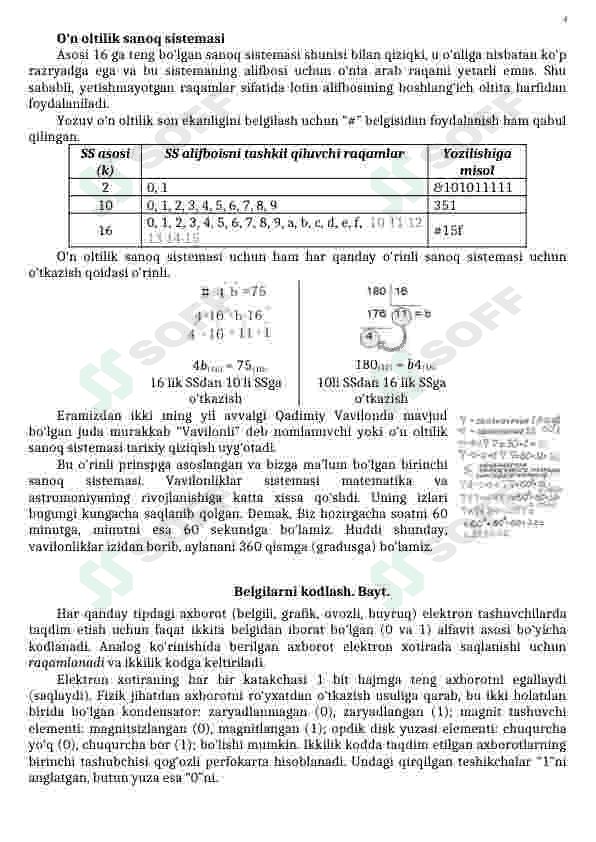 SANOQ SISTEMALARI. SONLARNI KODLASH 4