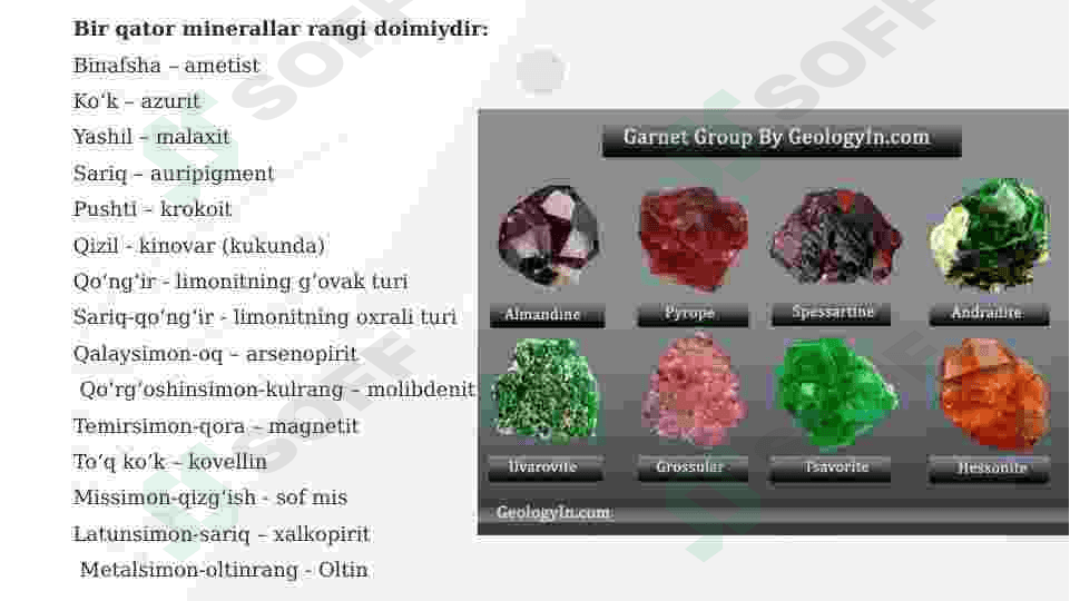 MINERALLAR RANGLARINING KELIB CHIQISHIGA KO‘RA TURALARI 4