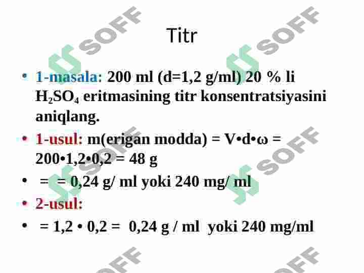 Eritmalarga doir masalalar ishlash 4