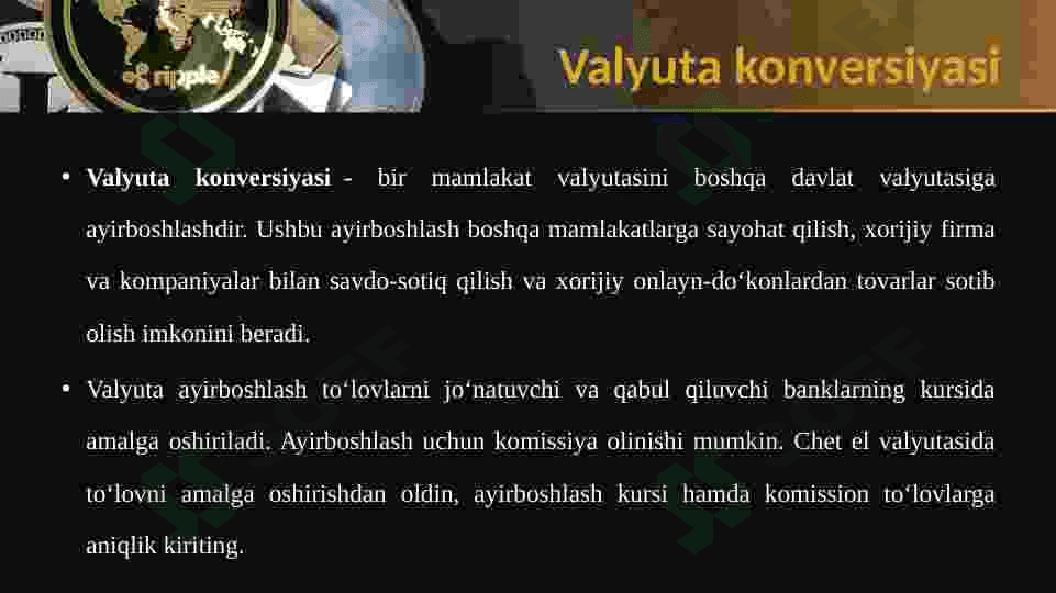 Valyuta va valyuta kursi tushunchasi. 4