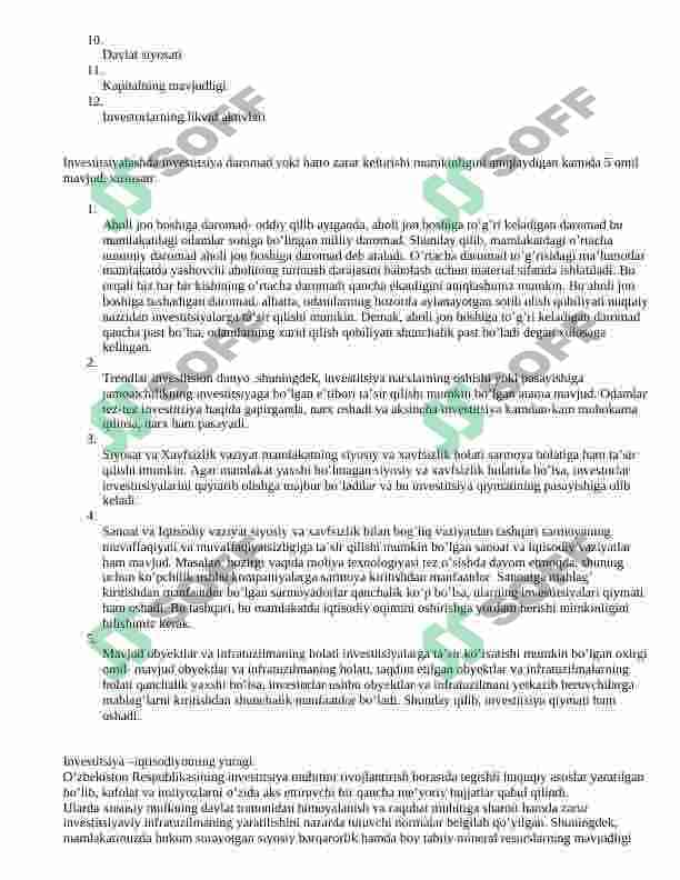 investitsiya funksiyalari va omillari 4