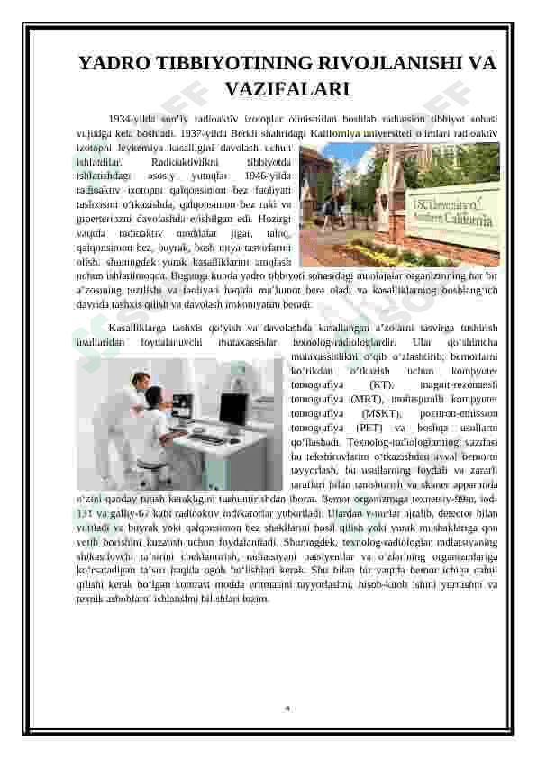 Yadro kimyosining tibbiyotdagi o’rni 4