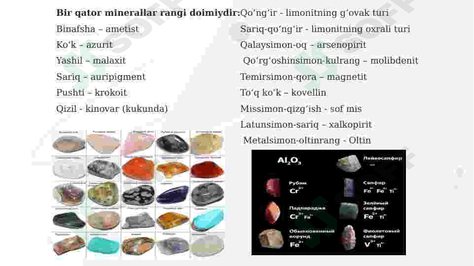MINERALLAR RANGLARINING TURLARI 4