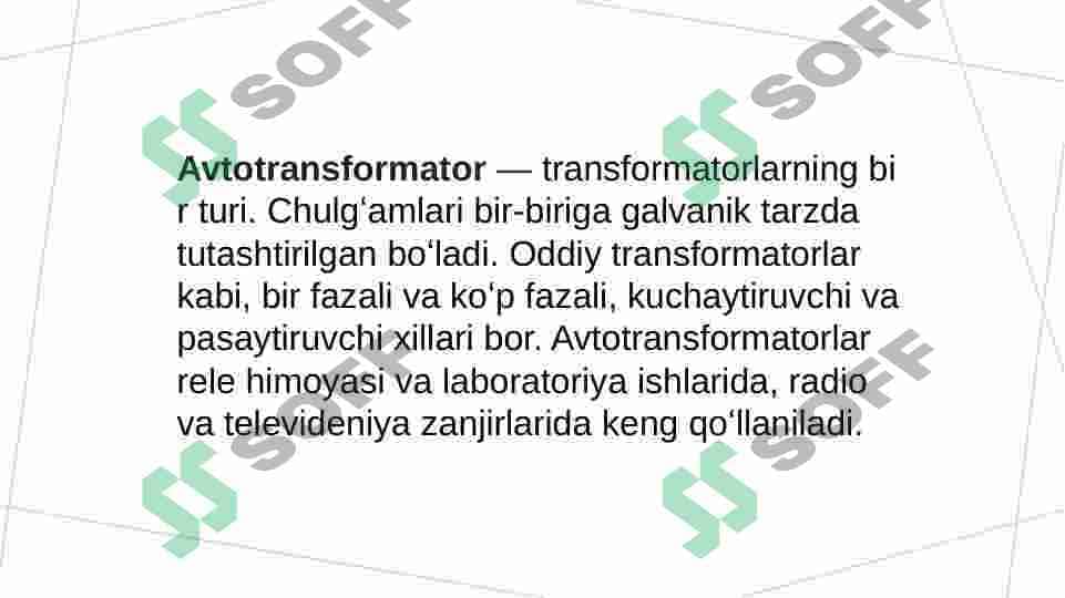 Avtotransformatorlar va ularning almashtirish sxemasi, tuzilishi 4