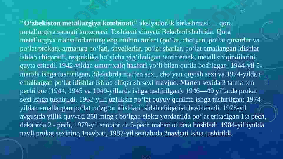 Metallurgiya zavodi issiqlik balansi 4