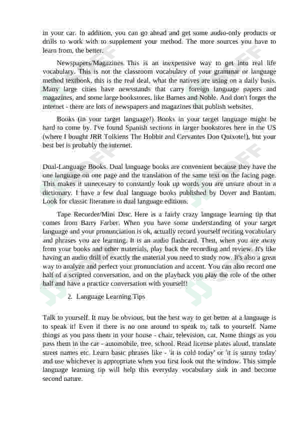 LANGUAGE ADVISORY TIPS AND ADVICE FOR LANGUAGE LEARNING 4