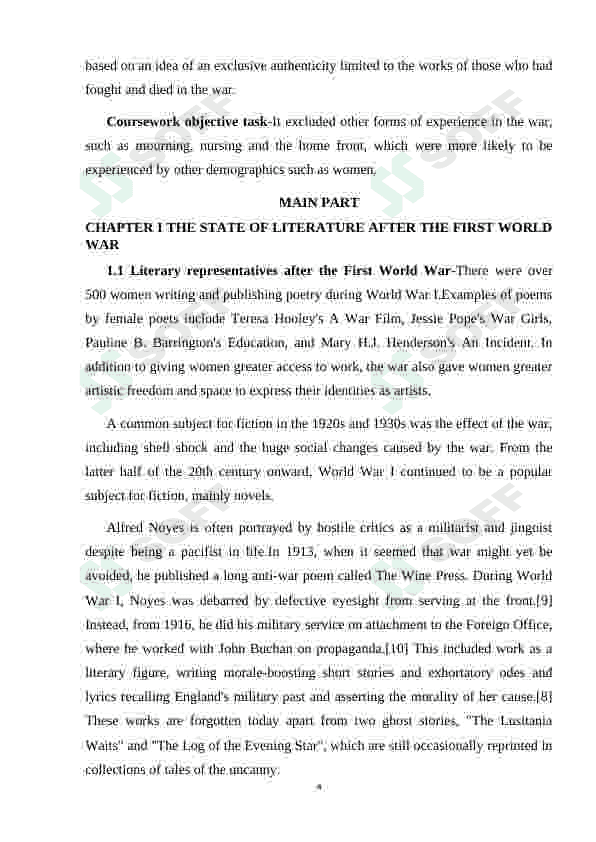 THE STATE OF LITERATURE AFTER THE FIRST WORLD WAR 4