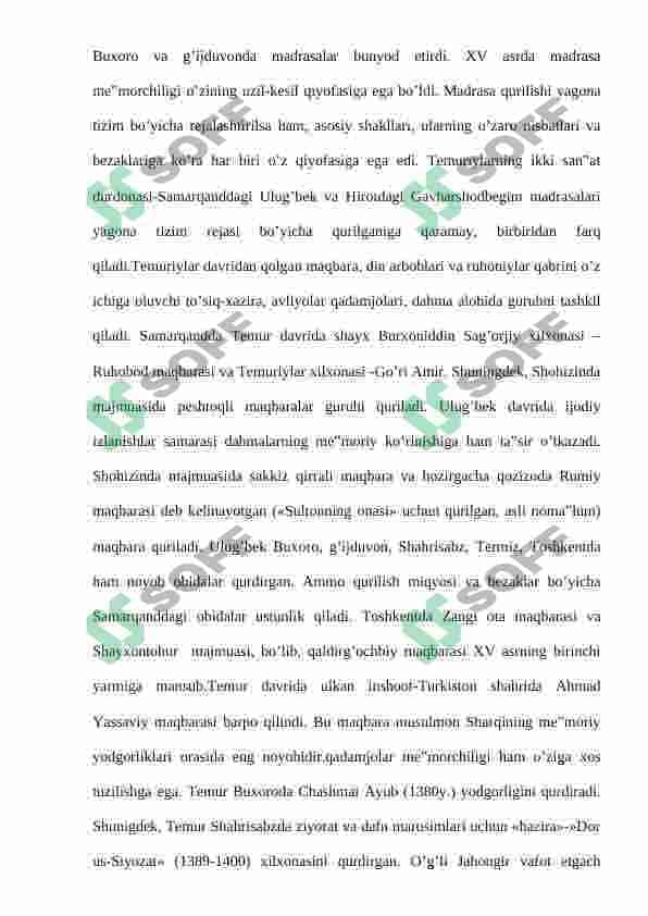 Temur va temuriylar davri me’moriy yodgorliklari tarixi 4