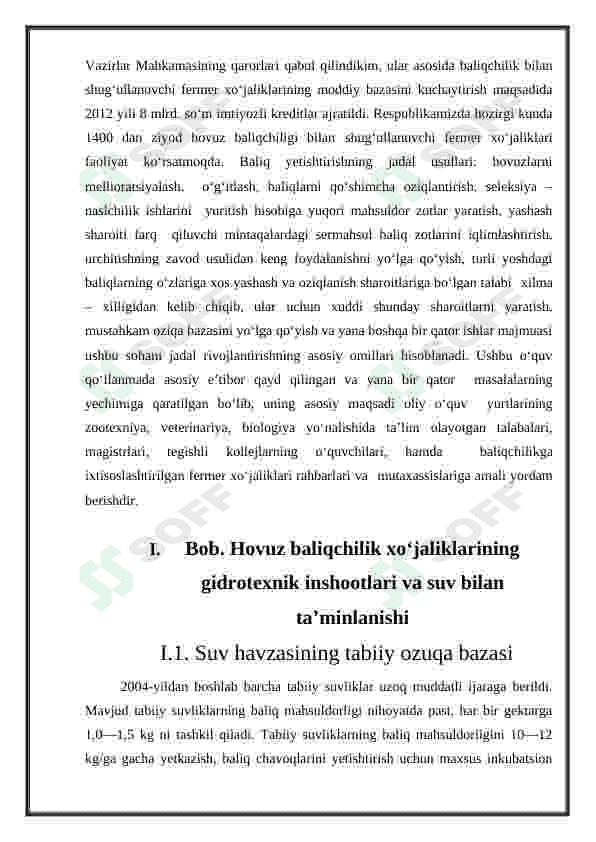Hovuzlarni tabiiy mahsuldorligini aniqlash. 4