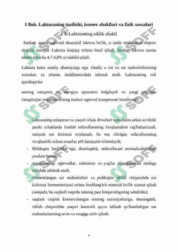 Laktoza tuzilishi va kimyoviy xossalari 4