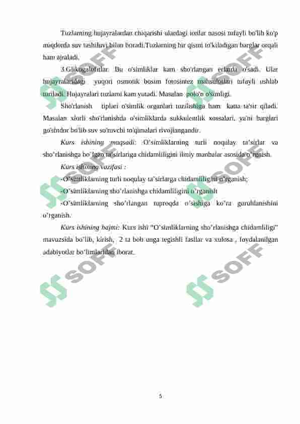 O'simliklarning sho'rlanishga chidamliligi 4
