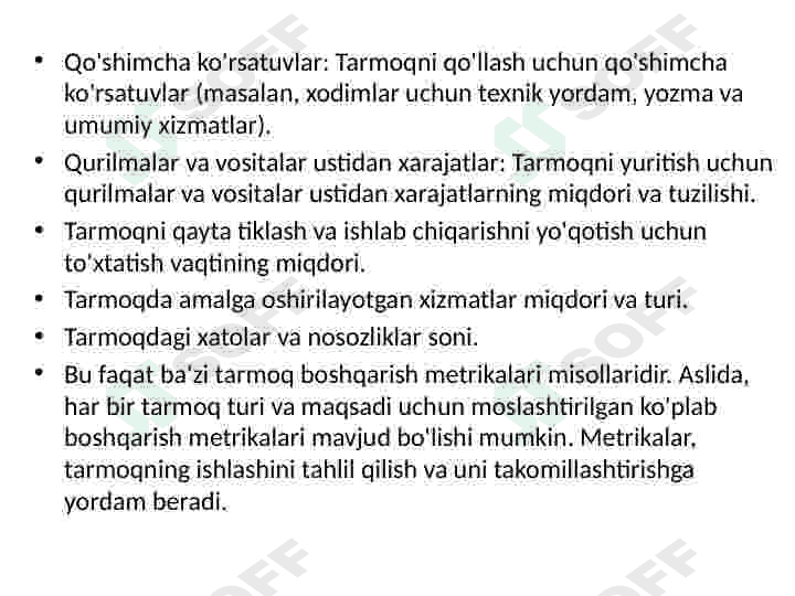 Tarmoqni boshqarish metrikalari 4