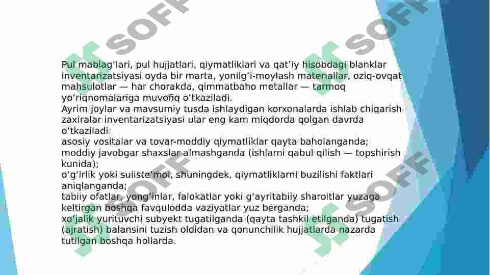 Inventarizatsiyani tashkil etish va ularni o’tkazish 4