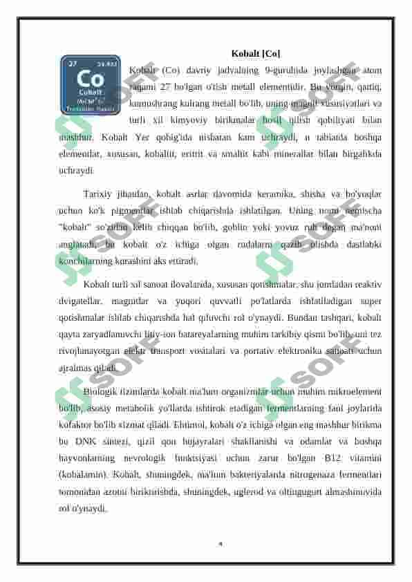 Kobalt, nikel birikmalarining biologik ahamiyati 4