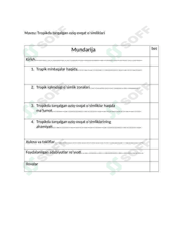 Tropikda tarqalgan oziq ovqat oʻsimliklari 4