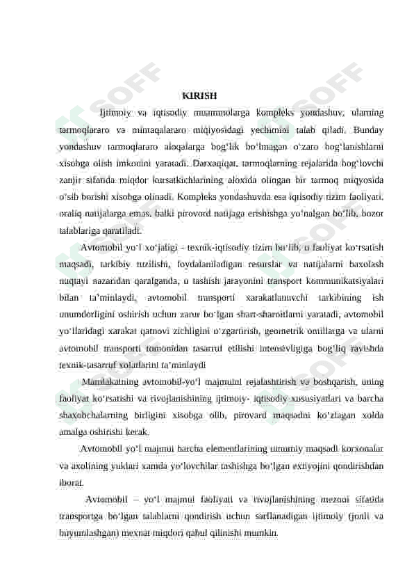 Avtomobil yoʻl xoʻjaligining iqtisodiyotda tutgan oʻrni 4