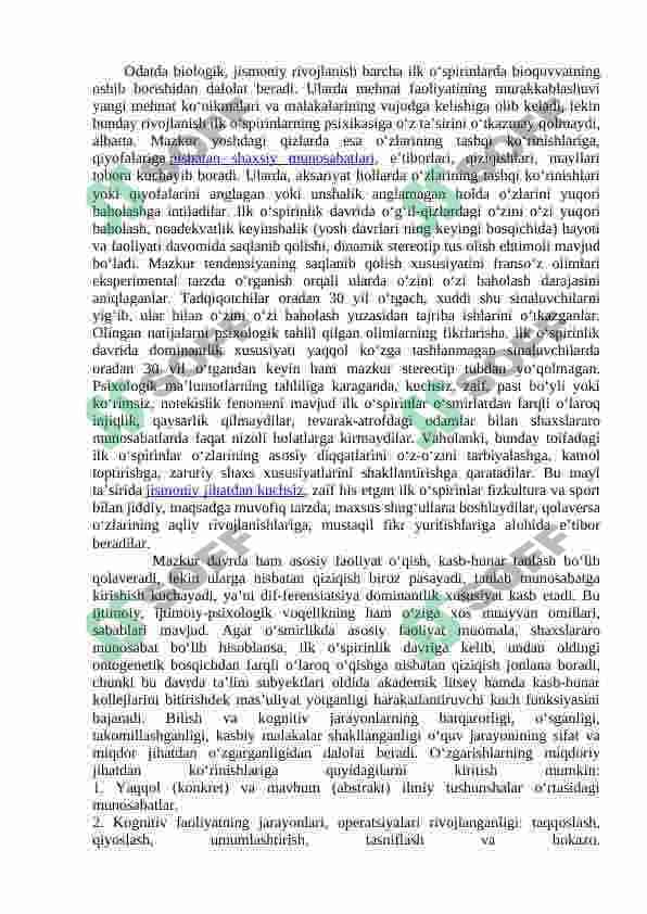 ilk o'spirinlik  rivojlanish davri 4