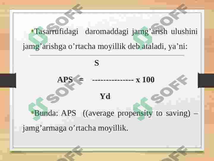 Iste'mol jamg'arishga o'rtacha hamda chegaralangan moyillik 4