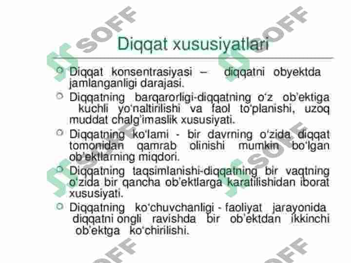Diqqat turlari va xususiyatlari 4