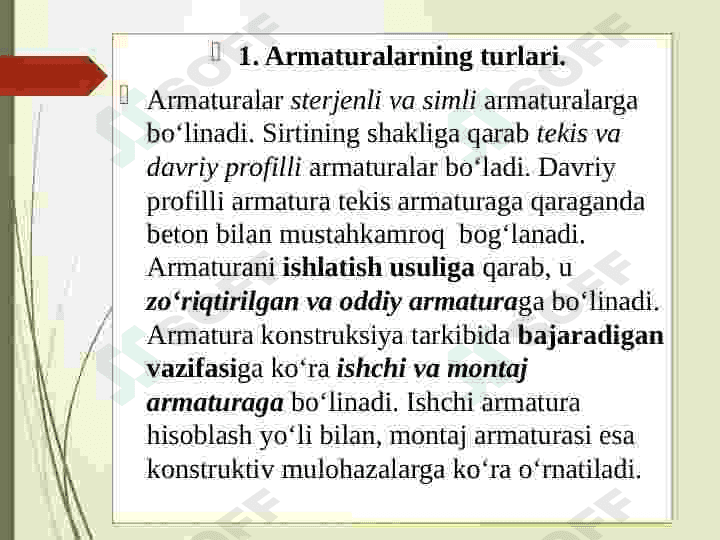 Armatura mahsulotlari turlari 4