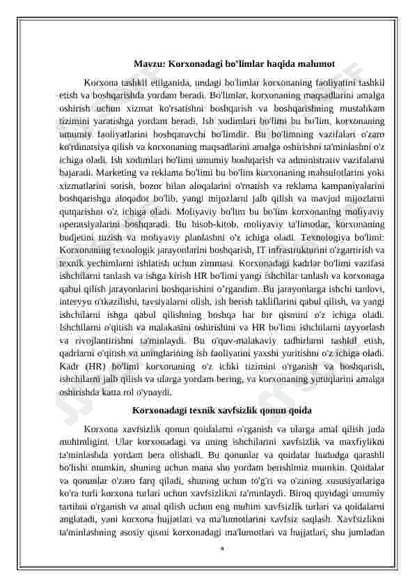 Korxonadagi boʻlimlar 4