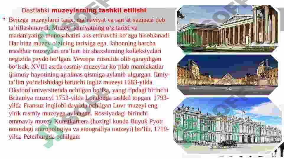 O'zbekistonda dastlabki muzeylarning vujudga kelishi 4