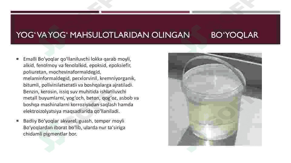 Yog‘ va yog‘ mahsulotli bo‘yoqlar 4