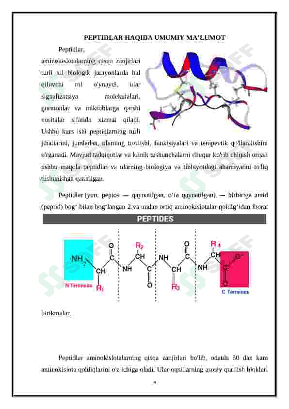Oqsil tabiatli peptid va gormonlar. Proteinopatiyalar 4