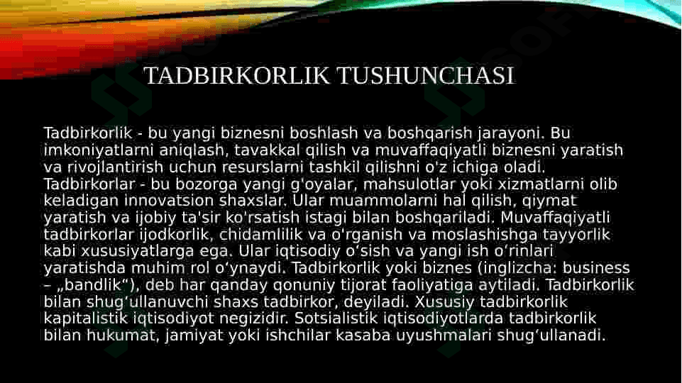TADBIRKORLIK SHAKLLARI VA TURLARI ppt 4