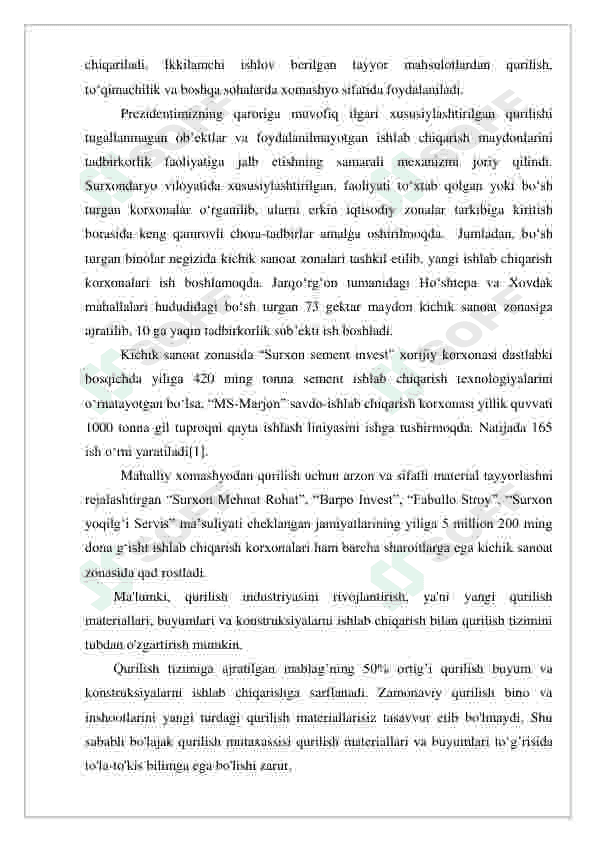 Ko`prik tayanchlari uchun temir-beton qoziqlar ishlab chiqarish korxonasini loyihalash, mah.24ming 4
