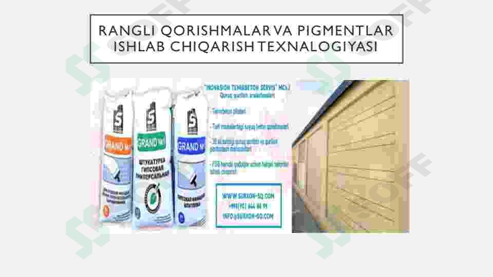 Rangli qorishmalar va pigment ishlab chiqarish 4