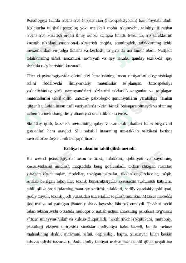 Psixalogiya fanining ilmiy taqdiqot metodlari. 4
