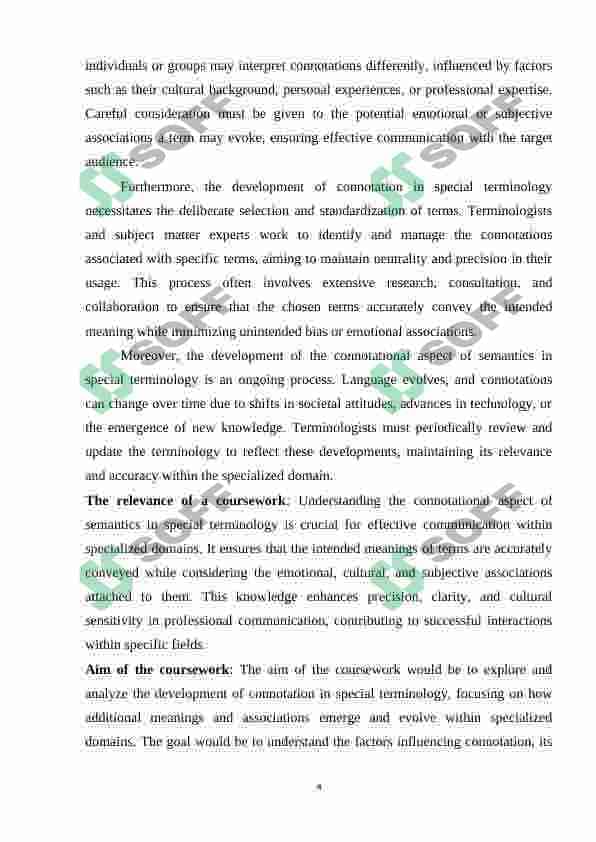 DEVELOPMENT OF THE CONNOTATIONAL ASPECT OF SEMANTIC IS SPECIAL TERMINOLOGY 4