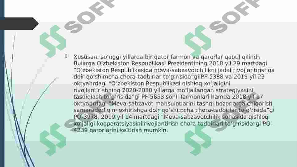 Meva sabzavotlarning logistik ta'minotini ishlab chiqarish 4