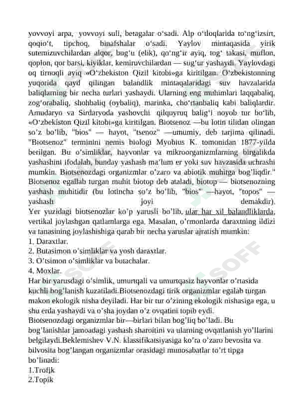 O’zbekiston ekotizimlari, cho’l, adir, tog’ yaylov 4