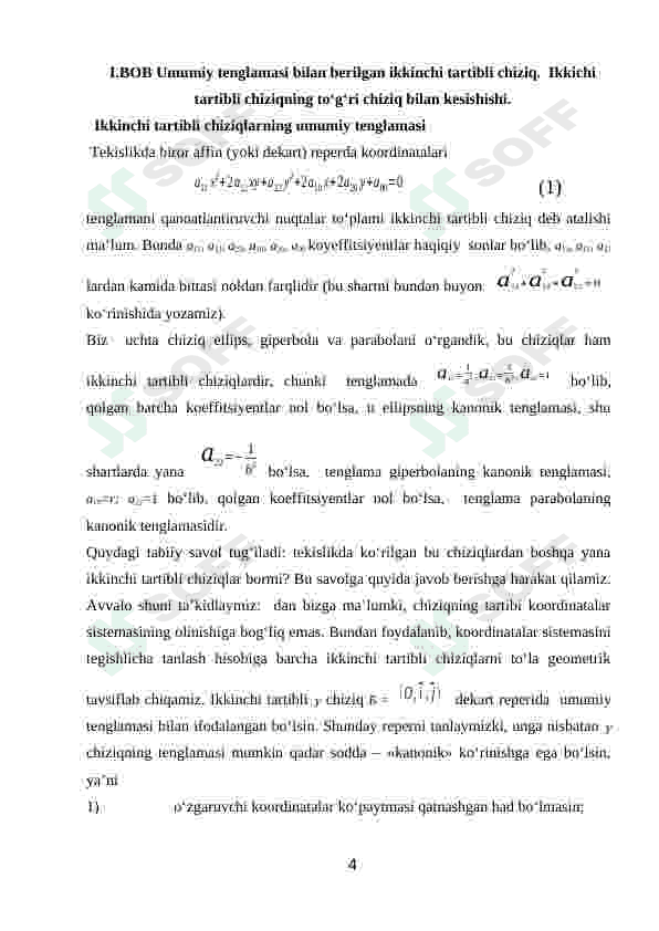 Ikkinchi tartibli chiziqlarning tenglamasiga ko‘ra yasash. 4