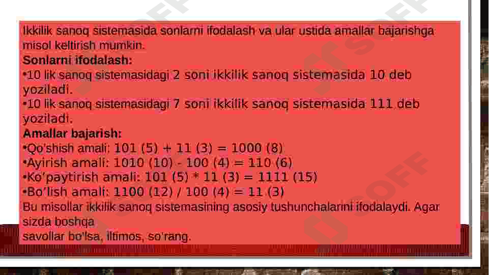 TURLI SANOQ SESTEMALARIDA AMALLAR BAJARISH 4