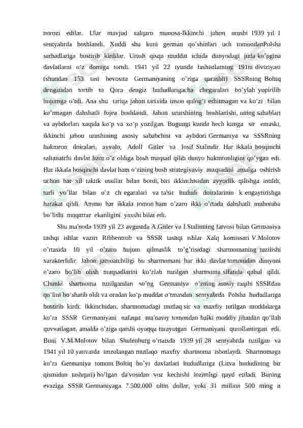 Ikkinchi jahon urushining boshlanishi va O’zbekistonning urushga tortilishi. 4